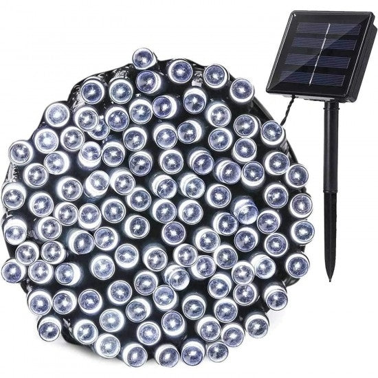 Instalație Solară Decorativă pentru Exterior – 10 m, 100 LED-uri Alb Rece, Încărcare Solară