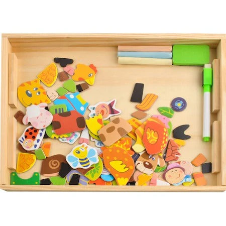 Tabla magnetica educationala pentru copii cu piese de puzzle