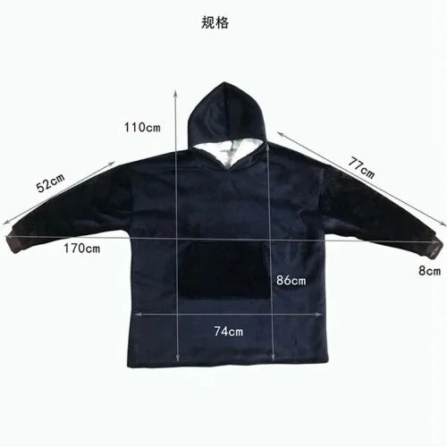 Patura cu maneci stil hanorac cu gluga si buzunar Huggle Hoodie