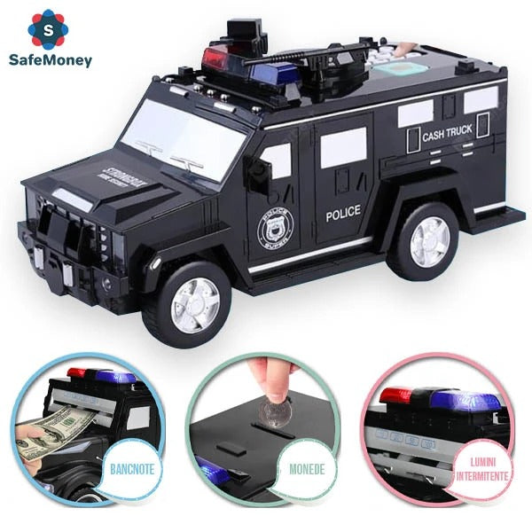 Pusculita electronica tip Masina de Politie Blindata, cu PIN si Lumini