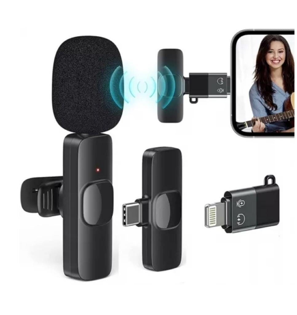 MICROFON LAVALIERA WIRELESS, DINAMIC, OMNIDIRECTIONAL, 70 DB, conectare Android USB tip C si iPhone