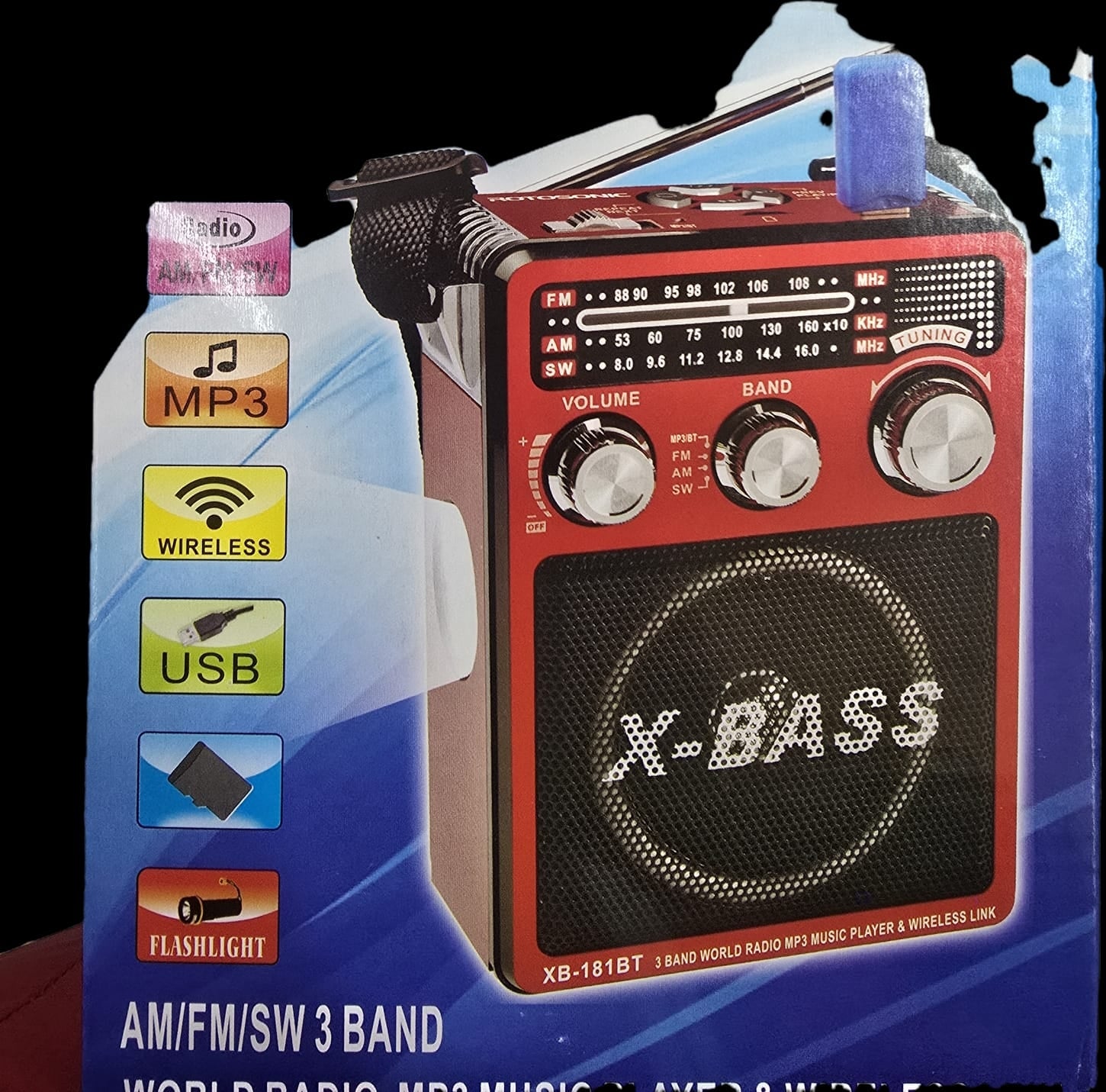 Radio Waxiba XB1071U cu lanterna, slot SD, USB