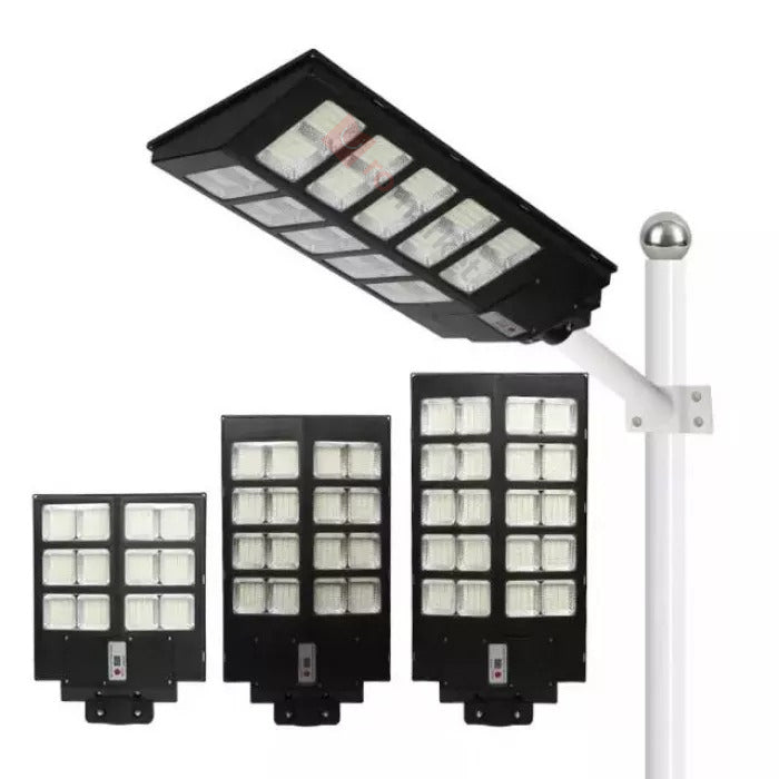 Proiector LED cu Încărcare Solară: Iluminare Gratuită, Eco-friendly - Lampa stradala dubla 300/600W/800W, cu telecomanda si senzor de miscare