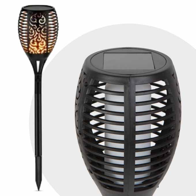 Set 4 Lămpi solare LED, pentru gradina, model imitaţie de flacără