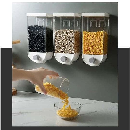 Dispenser/Dozator de cereale pentru bucatarie, cu buton dozaj, capacitate 1.5 Kg