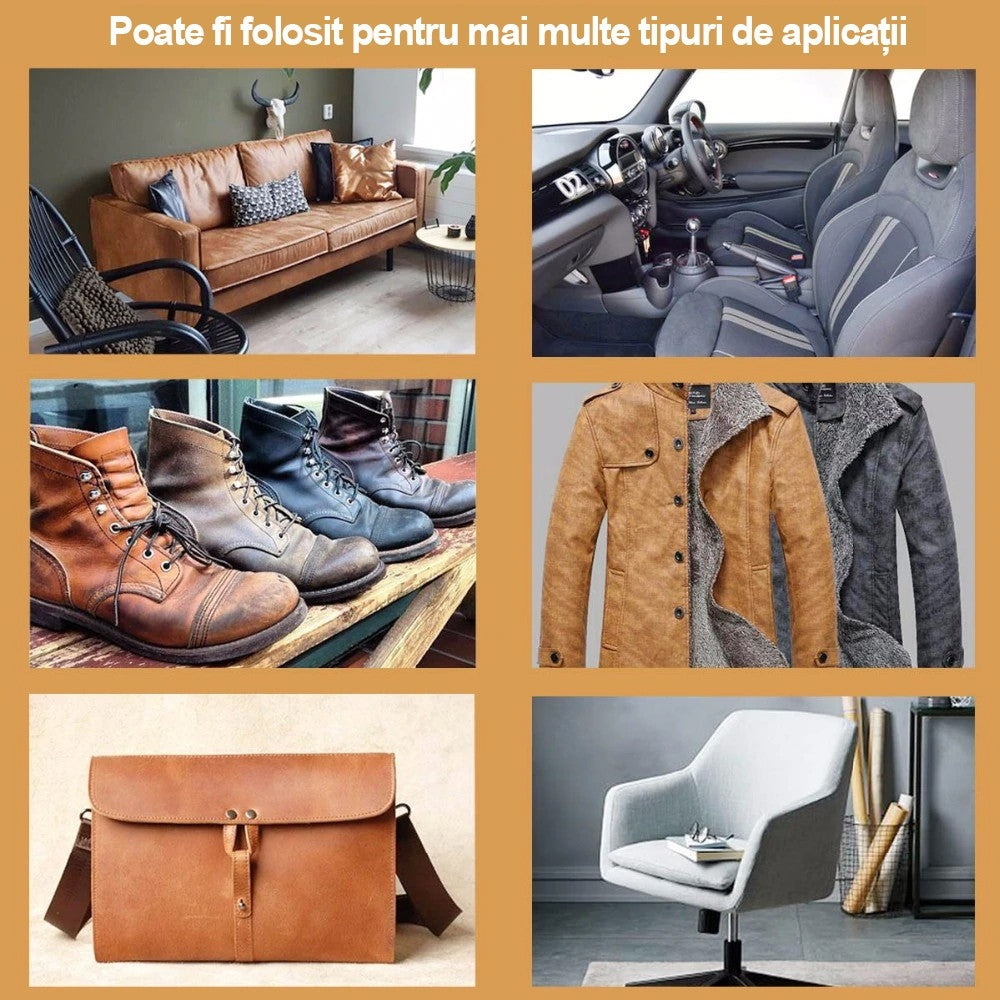 Kit pentru reparat materiale din piele naturala si sintetica, reconditionare scaune auto, 7 culori