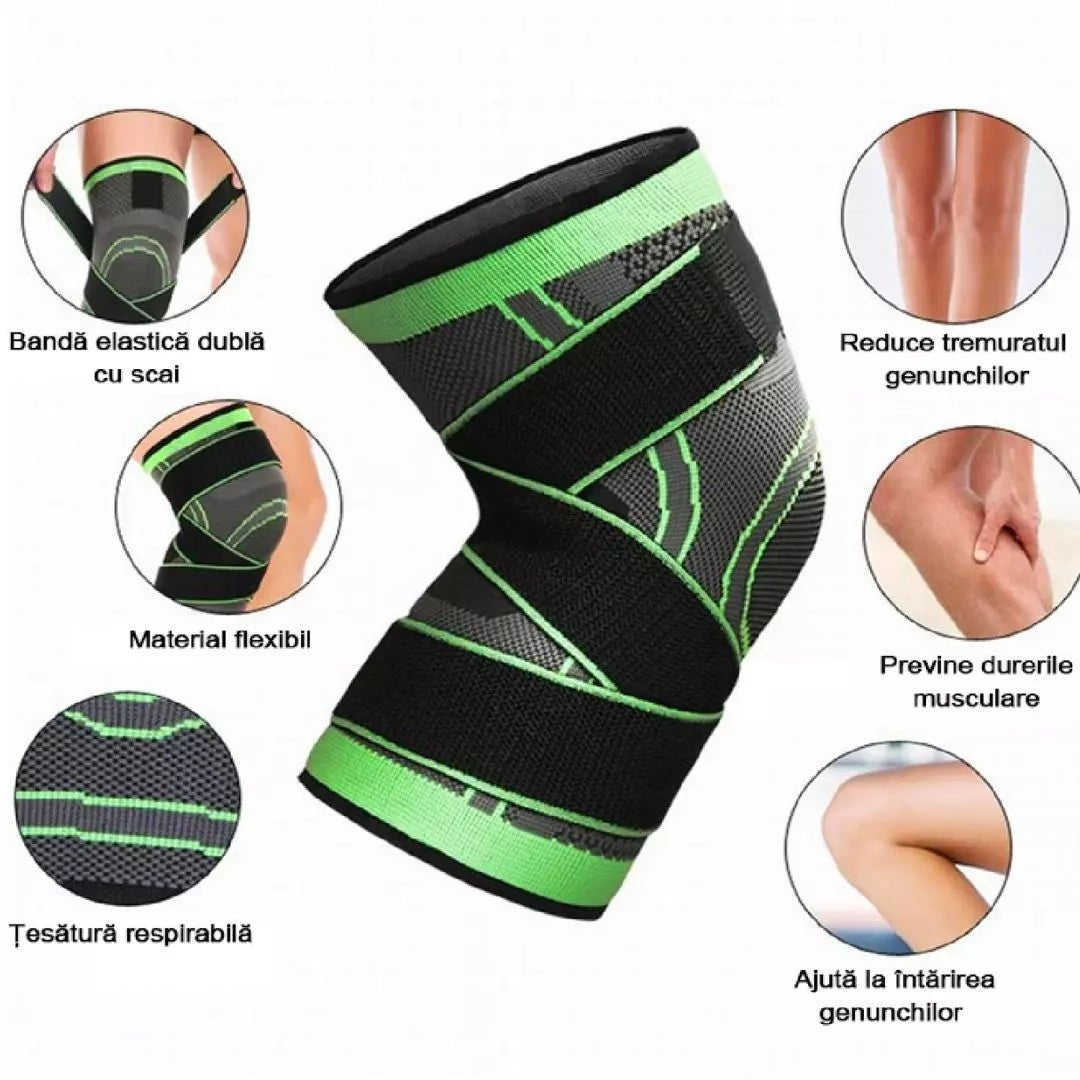 Genunchieră Magnetică Elastică – Suport Articular, Mărime Universală | Pachet 1+1 GRATIS