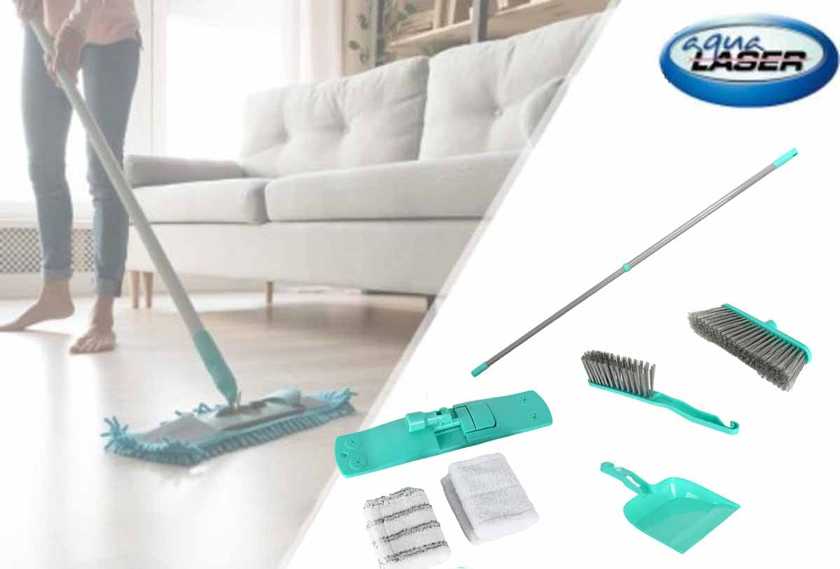 Set complet Ustensile pentru curatenie, mop, matura, faras, perie scame, 6 piese