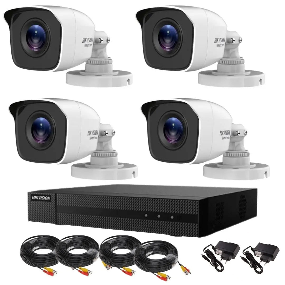 Sistem profesional CCTV de supraveghere Hikvision Complet Full Pach cu 4 Camere IR, DVR 4 canale,  HDD si accesorii incluse