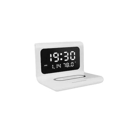 Ceas digital cu statie de incarcare wireless, termometru