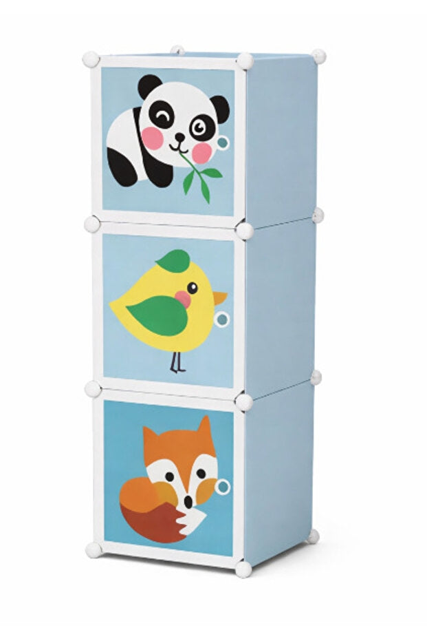 Dulap Modular Colorat pentru Copii cu Animăluțe, 3 Compartimente