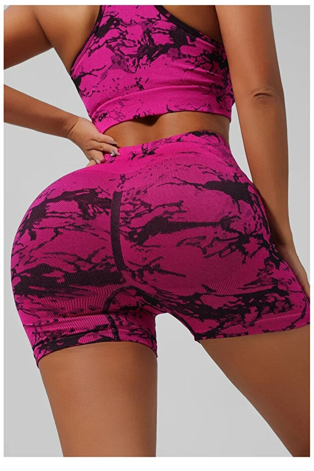Set Sport pentru Femei, Bustieră și Pantaloni Scurți, Material Respirabil cu Uscare Rapidă