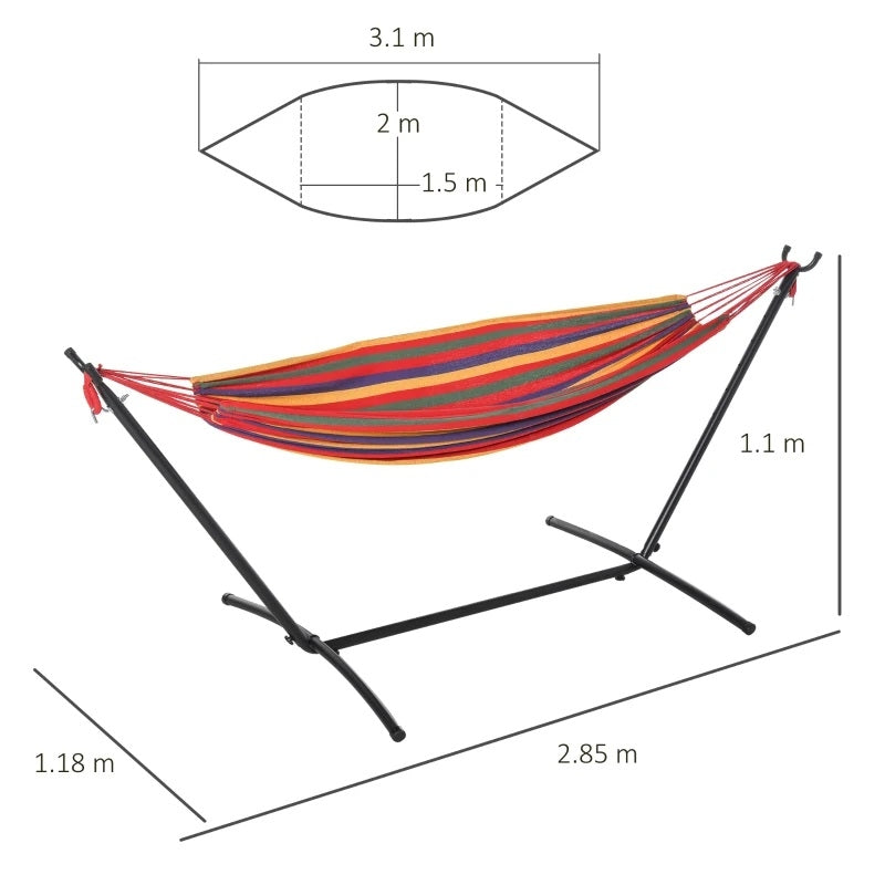 Hamac Portabil bumbac multicolor cu suport din otel reglabil pe inaltime