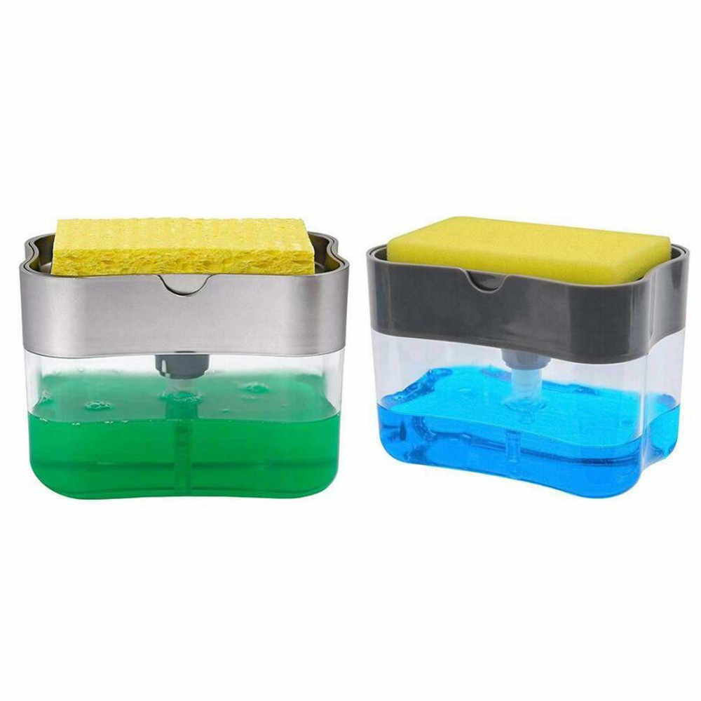 2-în-1 pompa de săpun Dispenser și burete Caddy pentru săpun de vase și burete