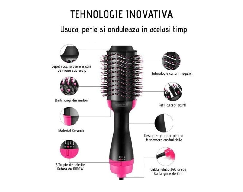 Perie electrică cu aer cald OneStep Dryer 2 în 1 – Uscător și perie de coafat