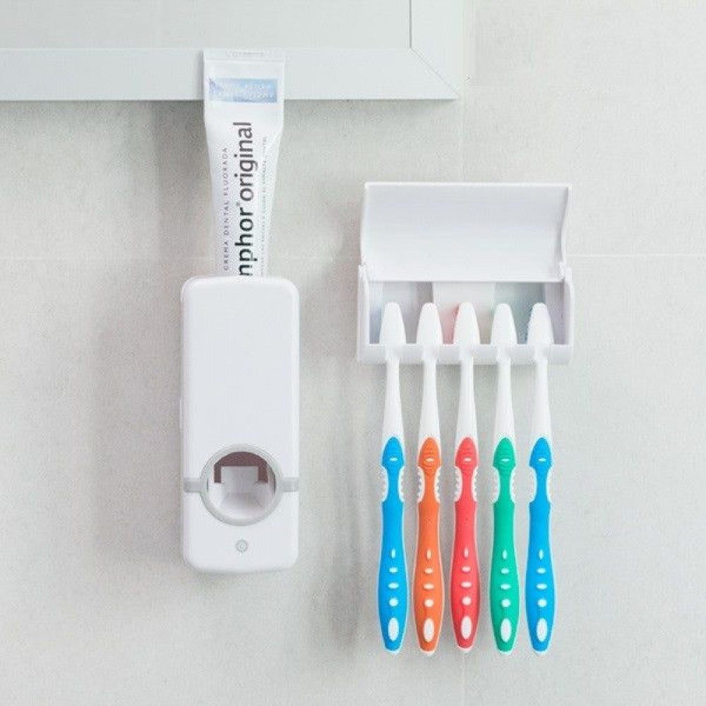 Dozator automat pasta de dinti + Cadou: Suport de periute