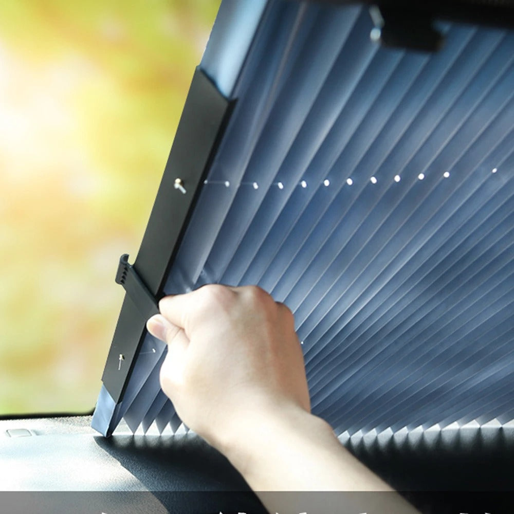 Parasolar Auto Retractabil pentru Parbriz sau Luneta Spate tip Jaluzea cu Ventuze