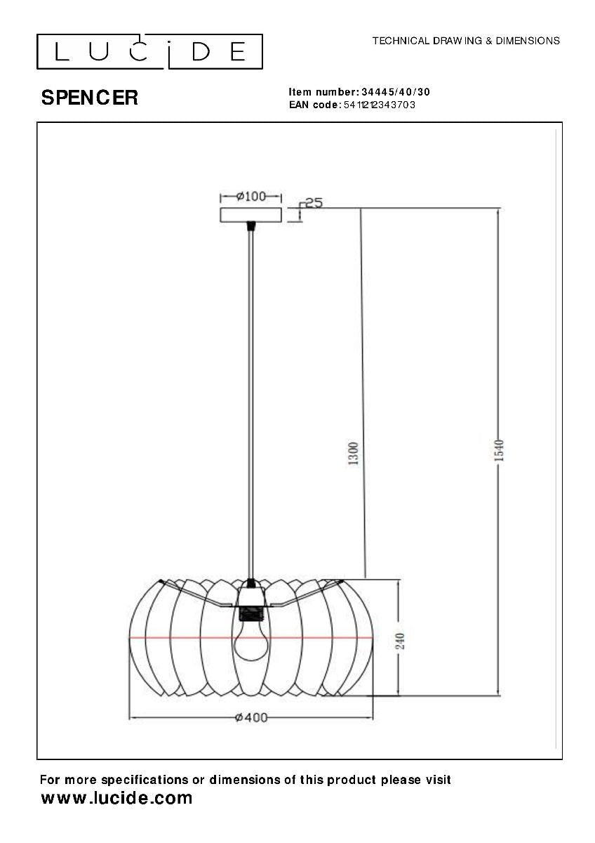 Pendul SPENCER cu Abajur din Fetru, Negru, Ø30 cm, 1 x E27