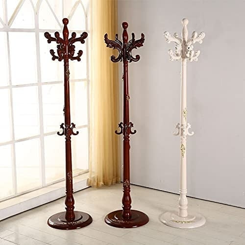 Cuier tip pom pentru haine, aspect retro lemn sculptat cu suport pentru pălării si eșarfe