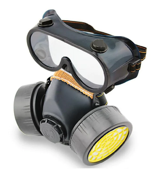 Ochelari de protectie si masca dubla cu 2 filtre de carbon