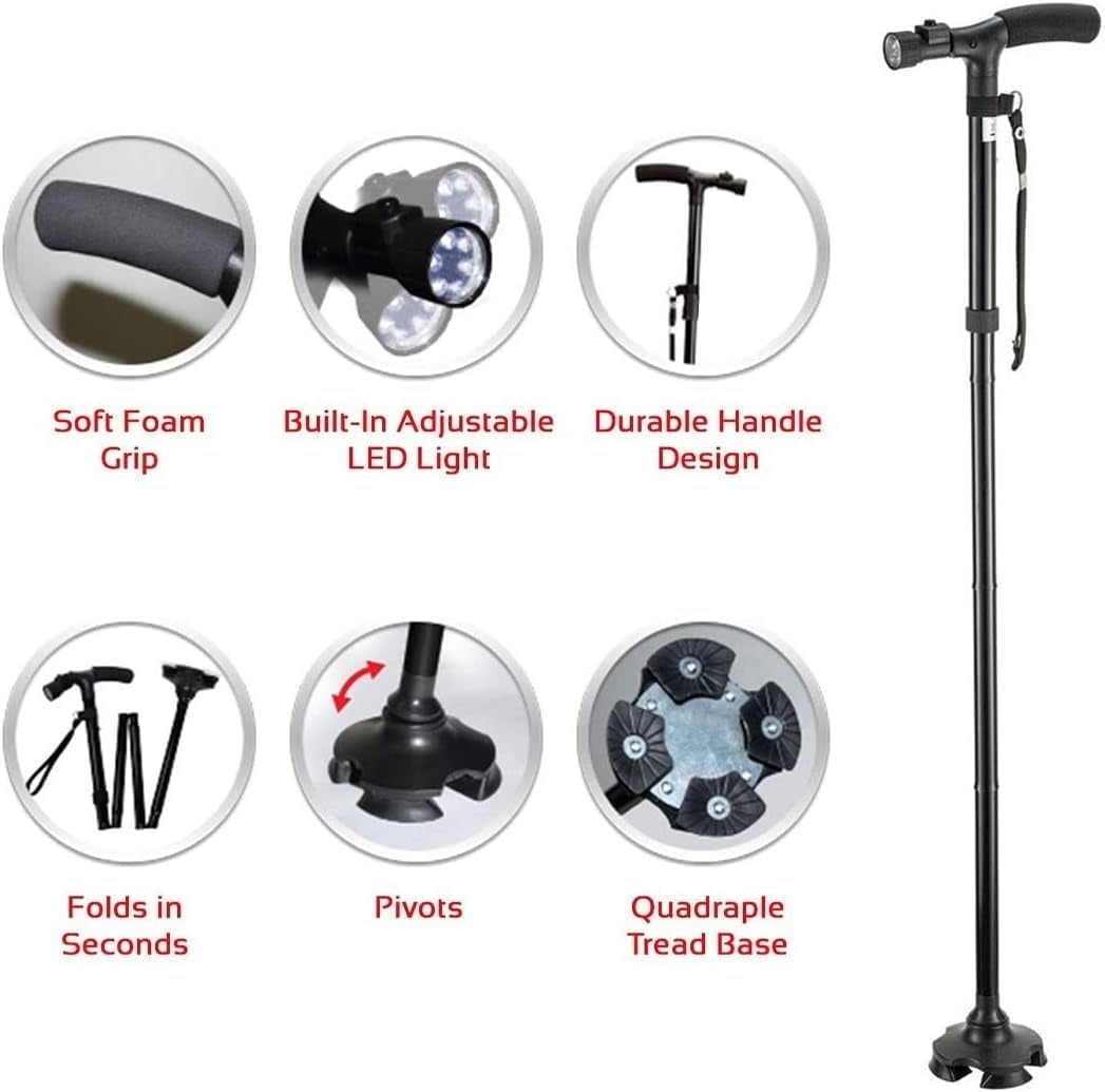 Trusty Cane – Baston pliabil și rezistent, cu lanternă integrată