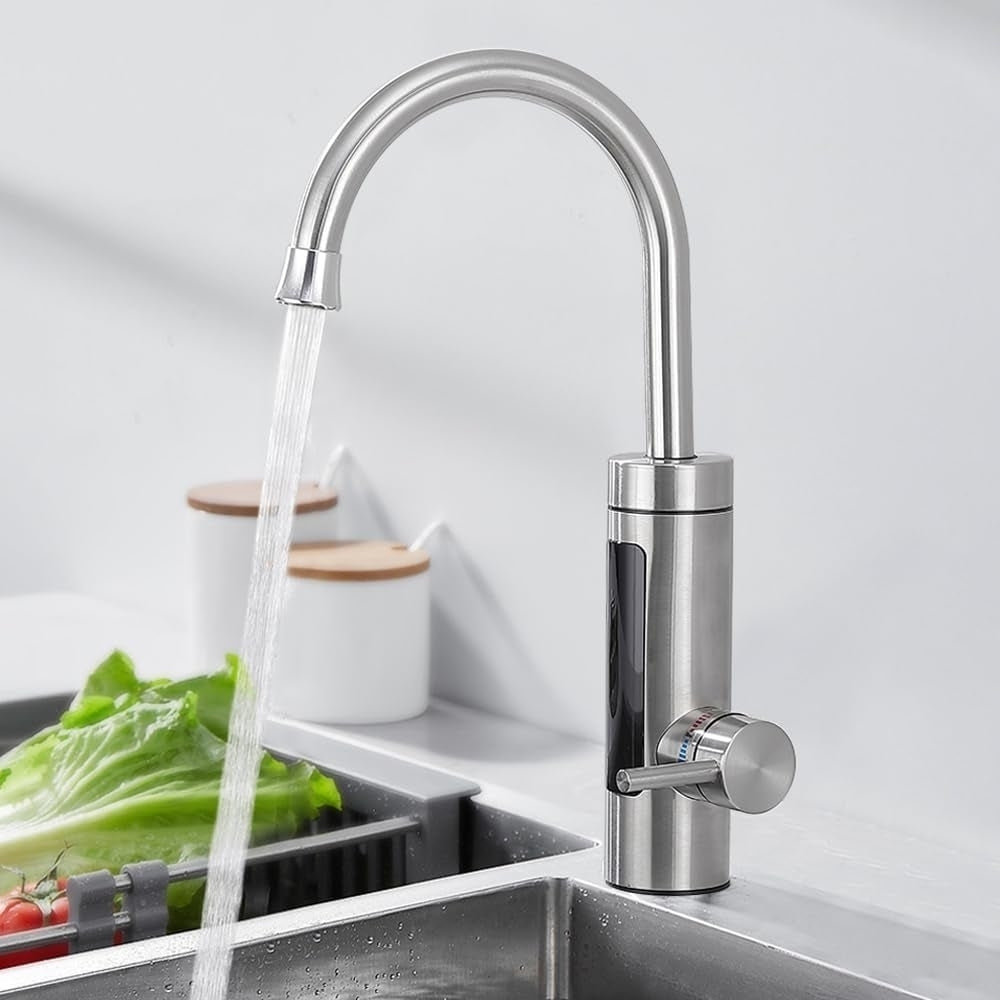Robinet electric încălzitor instant, 230V, inox, cu LED și rotație 360°