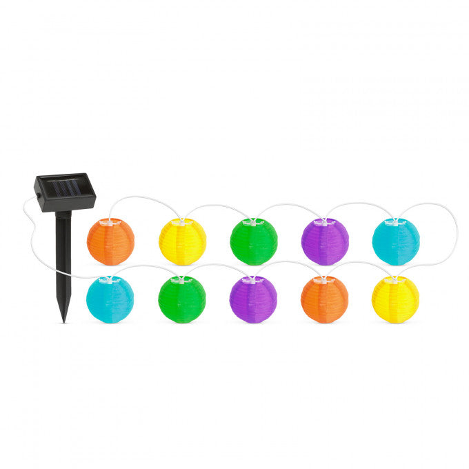 Instalatie solara de gradina, sir de 10 lampioane, multicolore