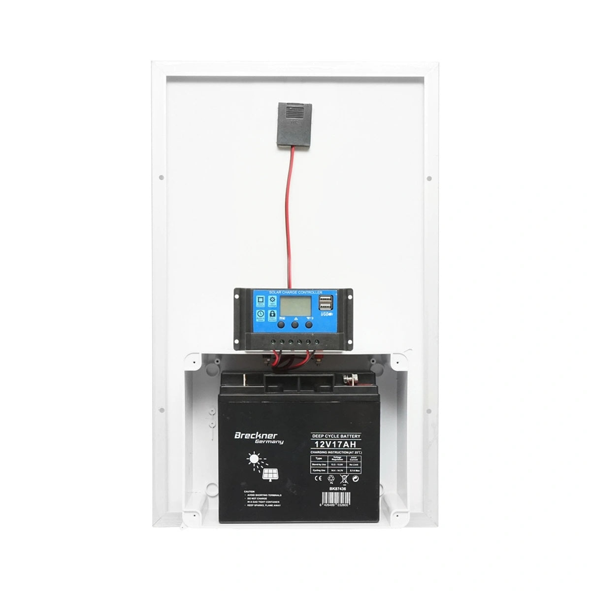 Kit complet cu Panou Solar 30W, Baterie 12V/17Ah și Regulator/Controler Încărcare 12-24V/10Ah - Eficient și Ecologic