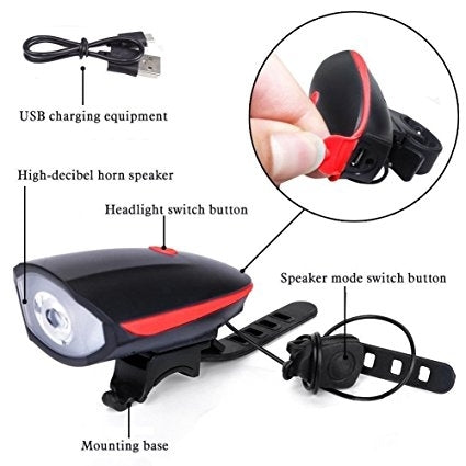 Lanterna 2in1 pentru bicicleta reincarcabila cu LED si alarma