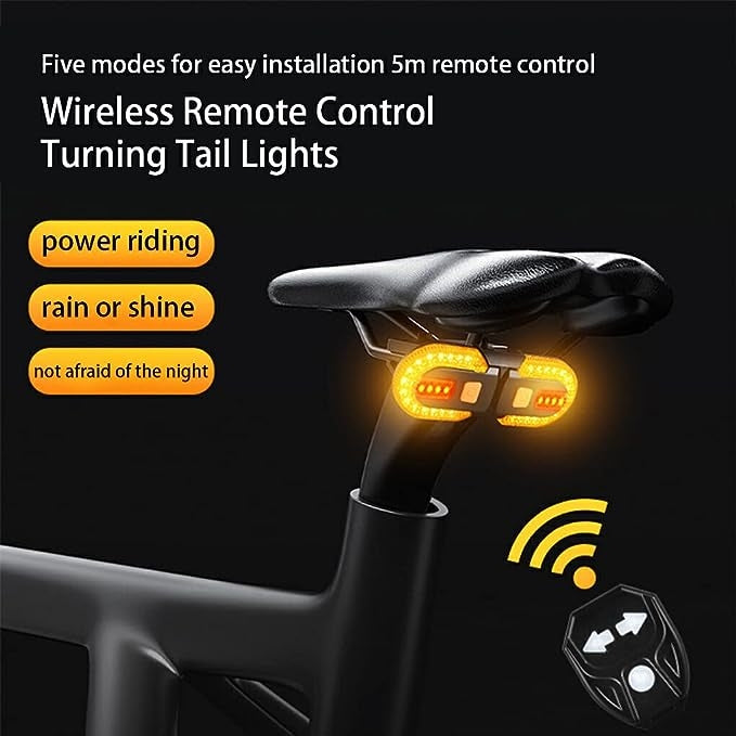 Sistem de semnalizare fara fir, detasabil cu 3 moduri de iluminare si avertizare sonora pentru bicicleta