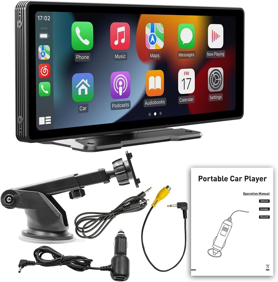 Navigație Auto Portabilă 10.26” HD – Wireless Apple CarPlay & Android Auto, Bluetooth Integrat