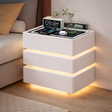 Noptieră Smart cu Seif Ascuns, Încărcare Wireless, Boxă Bluetooth și LED în 3 Culori