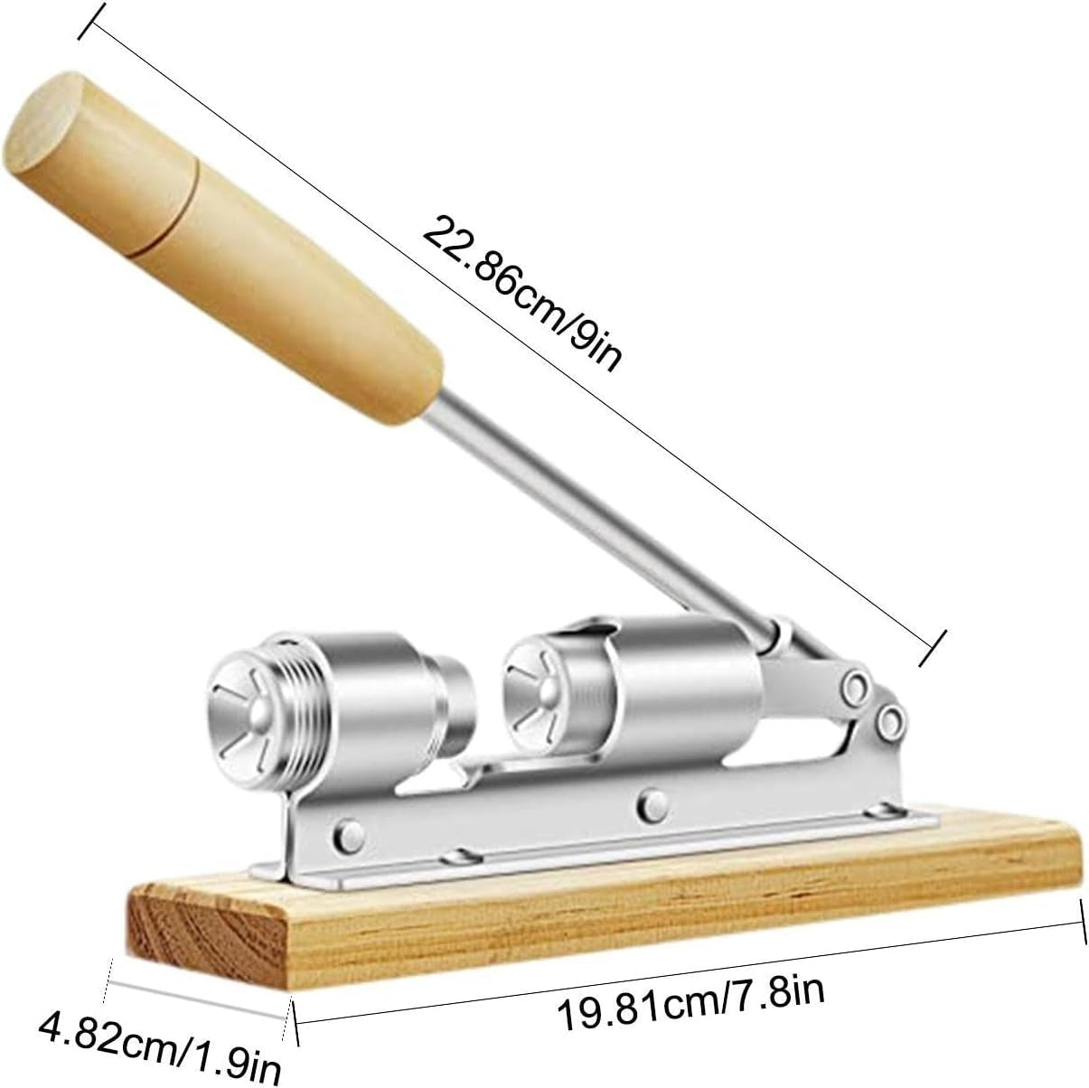 Spărgător manual de nuci și alune, cu suport din lemn, 20 x 16 x 5 cm