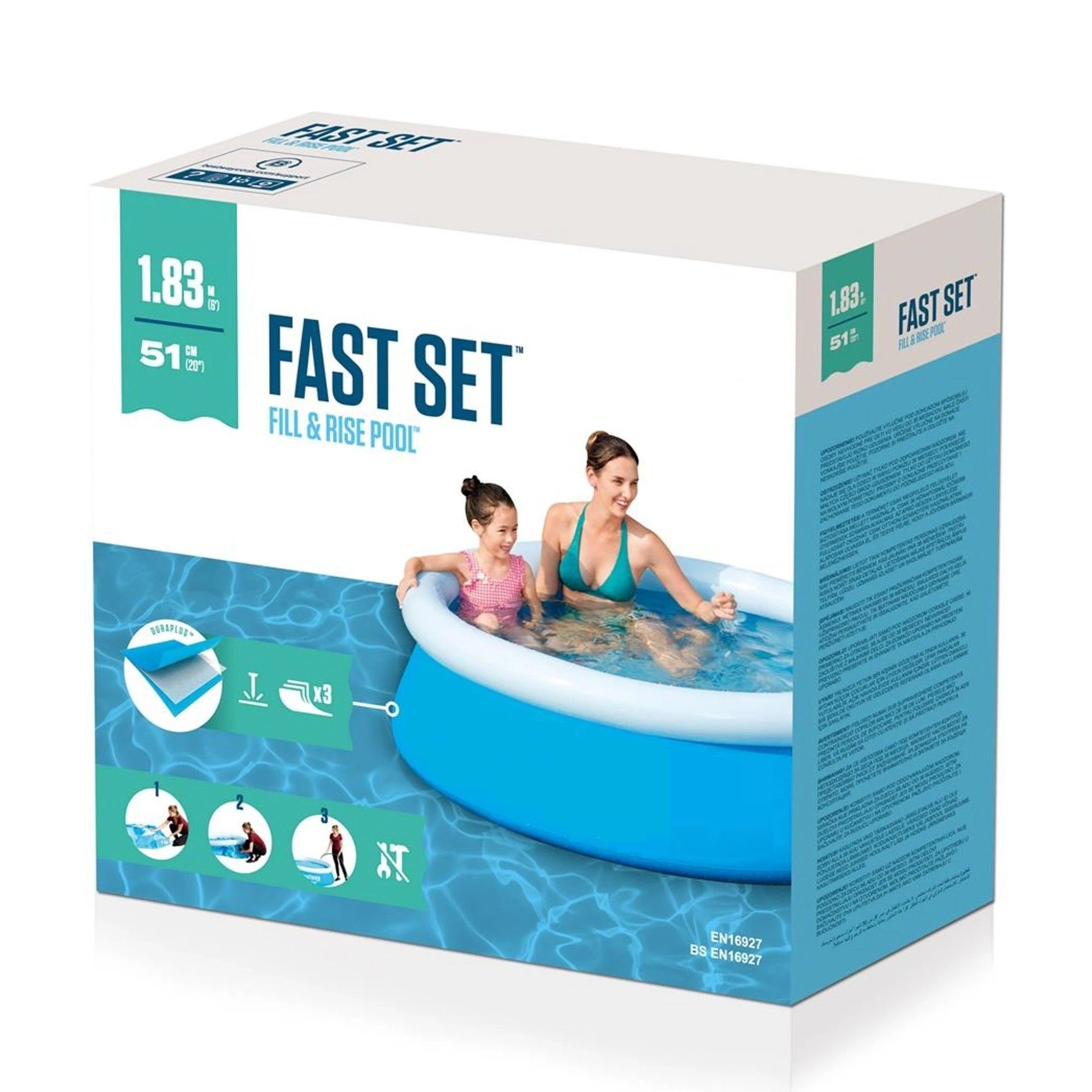 Piscina gonflabila rotunda Fast Set - PVC, Ø 183 cm, H 50 cm, capacitate 0.94 m³
