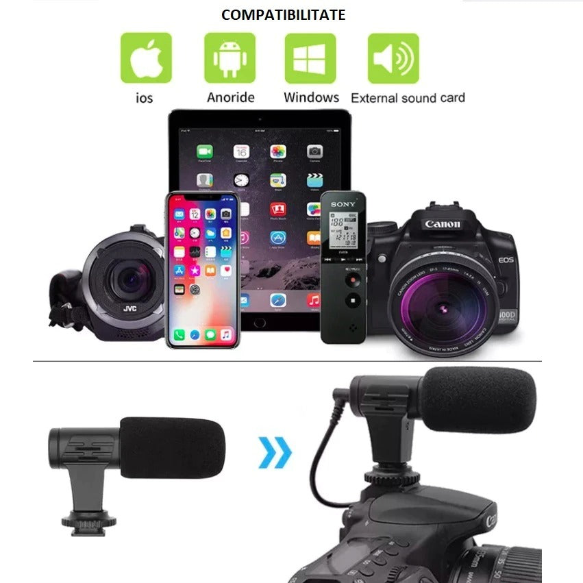 Kit de vlogging pentru smartphone, trepied, microfon, panou LED, telecomanda bluetooth, suport reglabil telefon