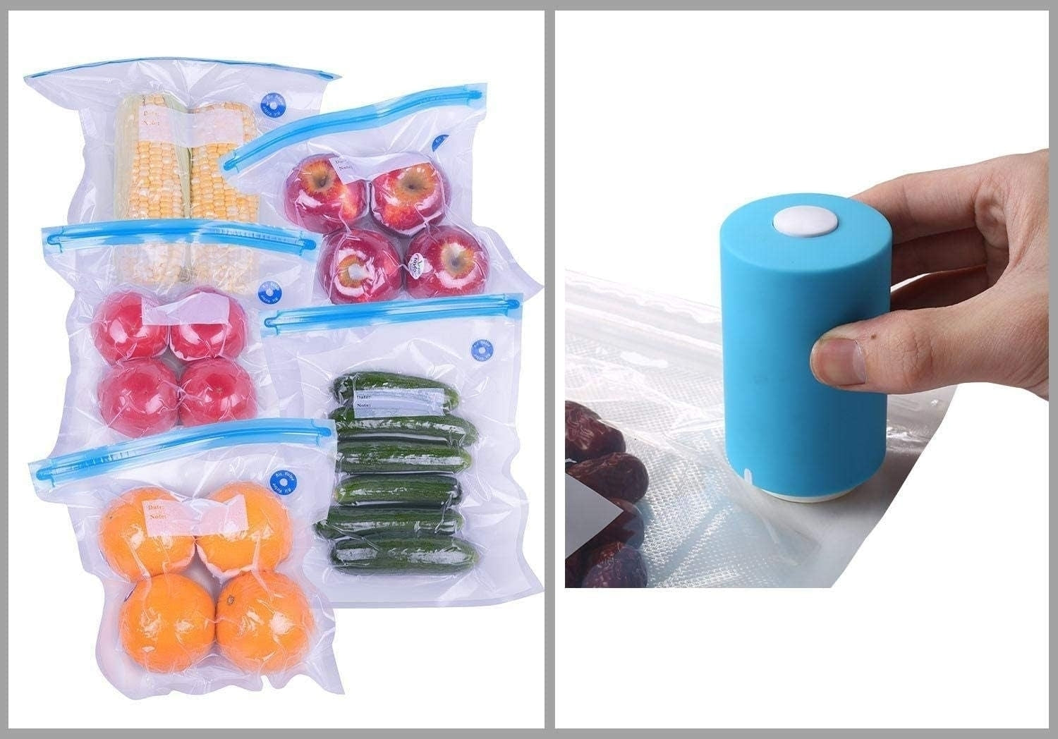 Dispozitiv portabil de ambalare în vid, USB, cu 15 pungi reutilizabile