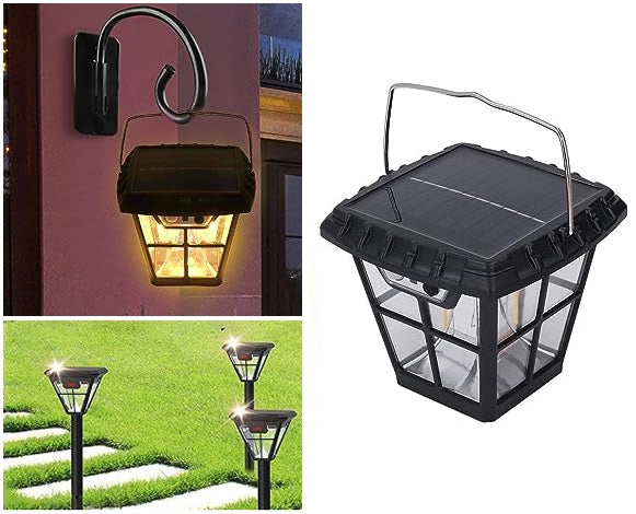 Felinar Solar Versatil cu 3 Moduri de Iluminare LED: Ideal pentru Casă sau Grădină, Tungsten, RGB și Senzor de Mișcare