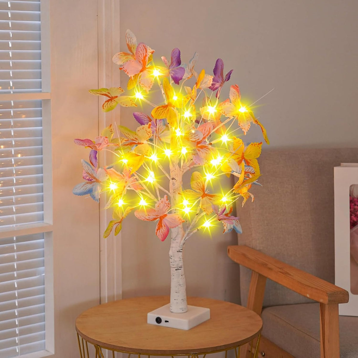 Copac Decorativ LED Mesteacăn 60 cm, Ramuri Flexibile, USB sau Baterii, cu Timer