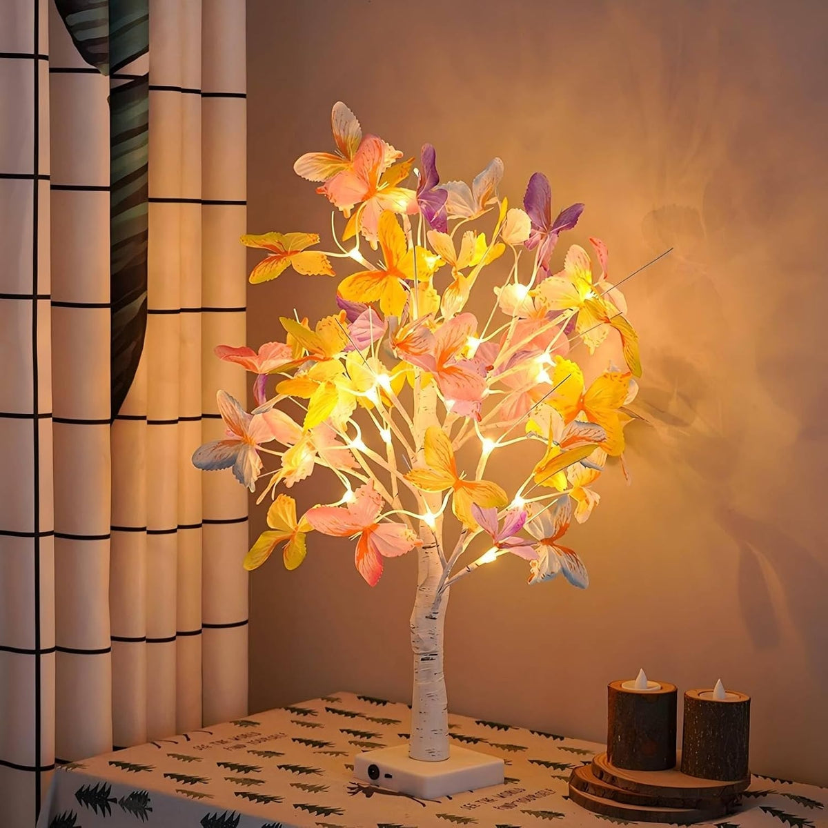 Copac Decorativ LED Mesteacăn 60 cm, Ramuri Flexibile, USB sau Baterii, cu Timer