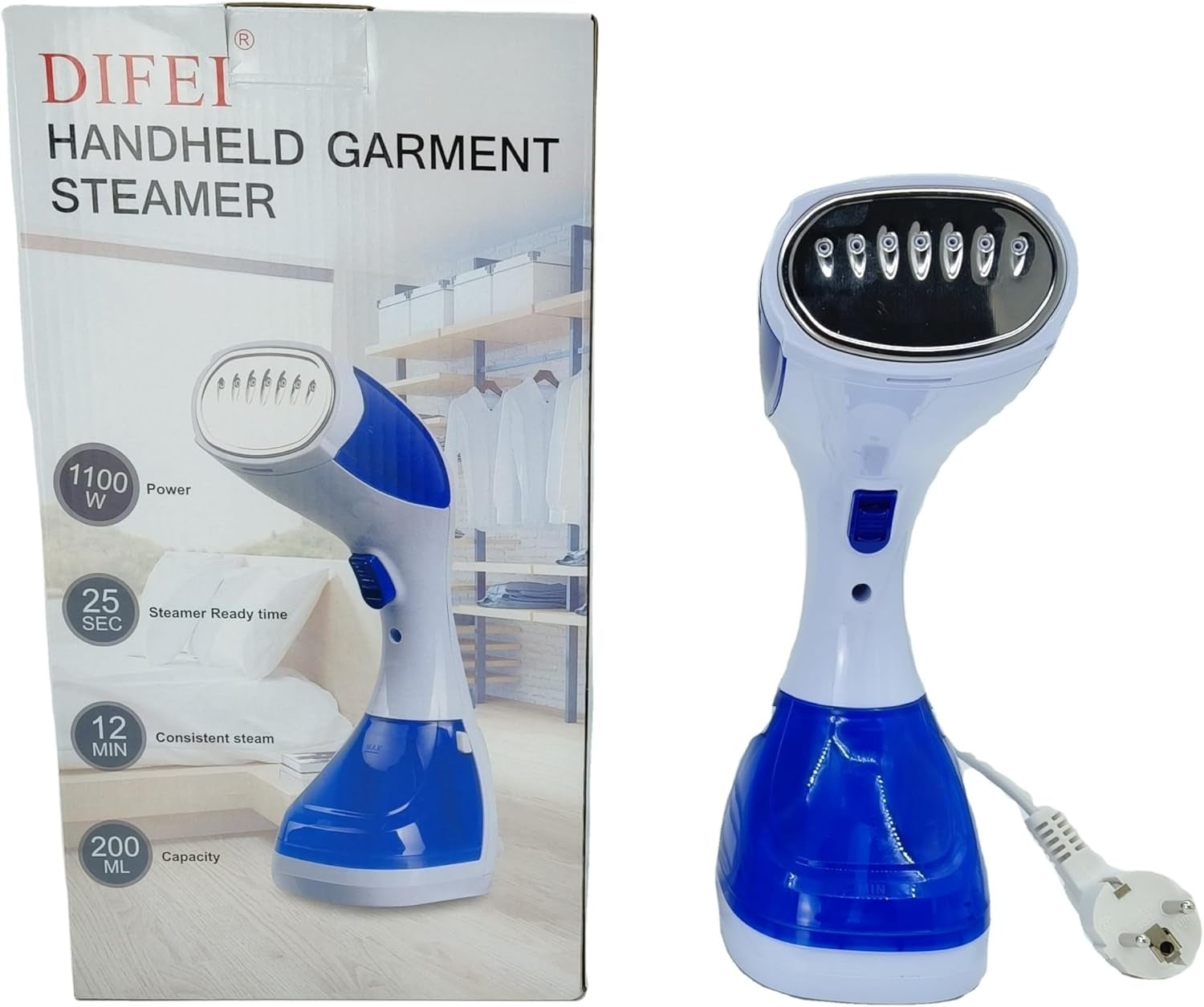 Aparat de călcat vertical cu aburi, portabil, 1100W, 200ml