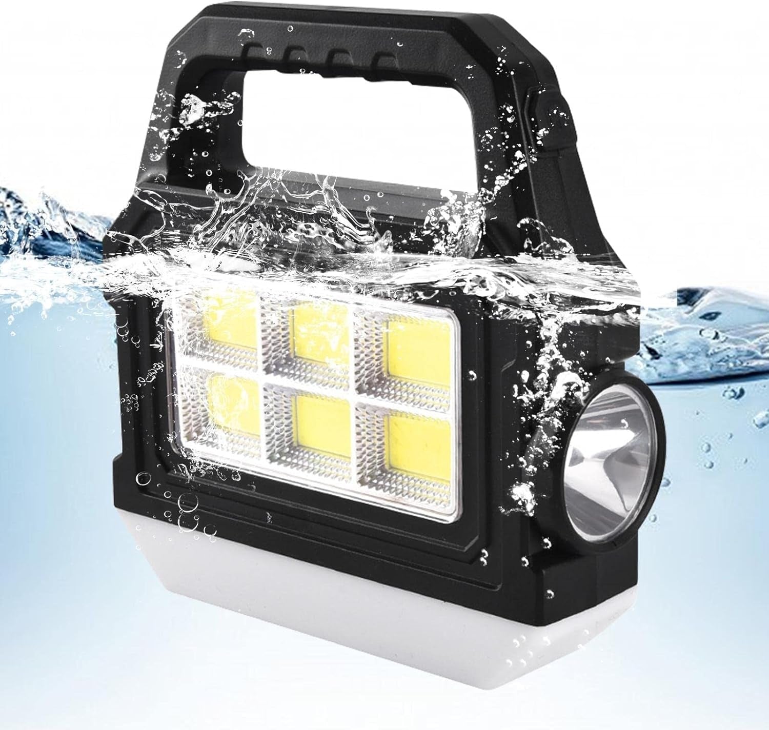 Lanterna LED COB multifunctionala cu acumulator incorporat, 3 moduri de iluminare, incarcare solara, functie de power bank