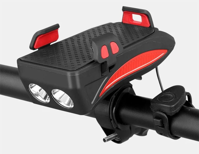Far bicicleta, cu lanterna, alarma, suport telefon si power bank