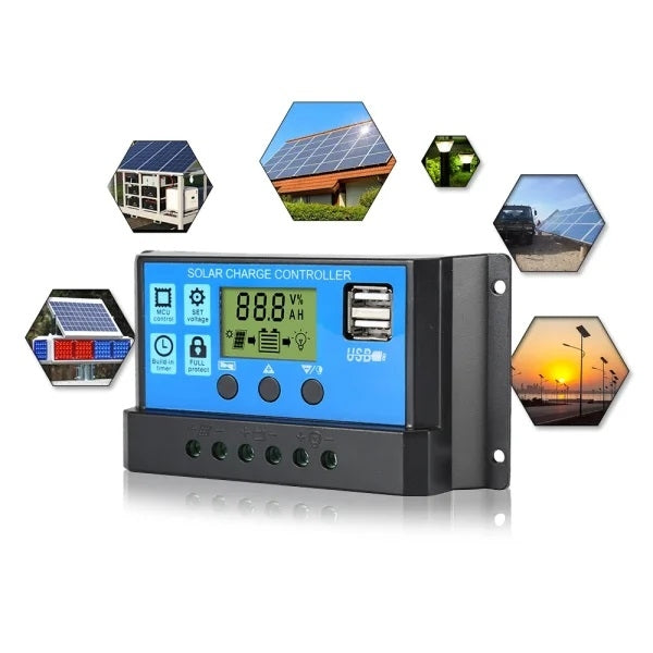 Controler regulator panou fotovoltaic, 12/24 V, cu afisaj LCD