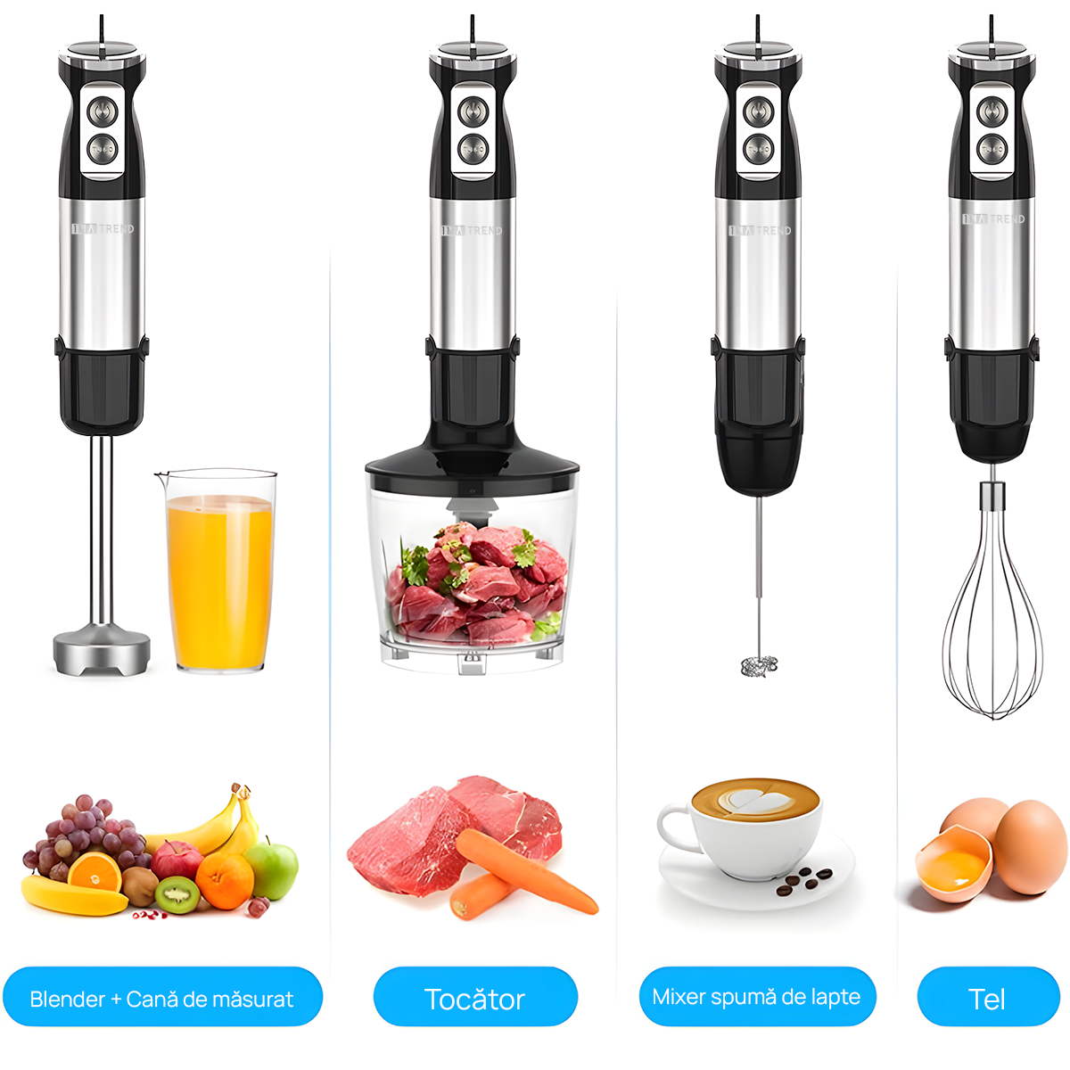 Set Blender Multifuncțional 5 în 1 ACL-340R – Puternic, Versatil și Ușor de Utilizat