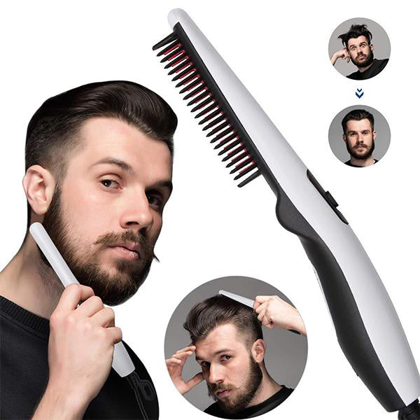 Perie electrica de indreptat parul si barba, 2 in 1, temperatura reglabila