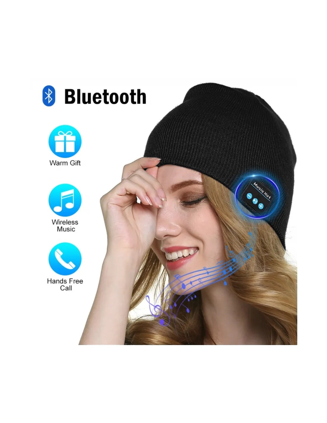 Caciula unisex gri/negru cu casti Handsfree bluetooth