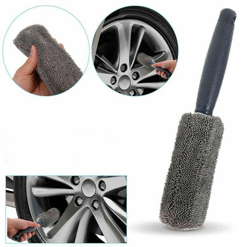 Set 9in1 pentru detailing auto, laveta microfibra, paduri polish, burete de spalat si perie curatare jante
