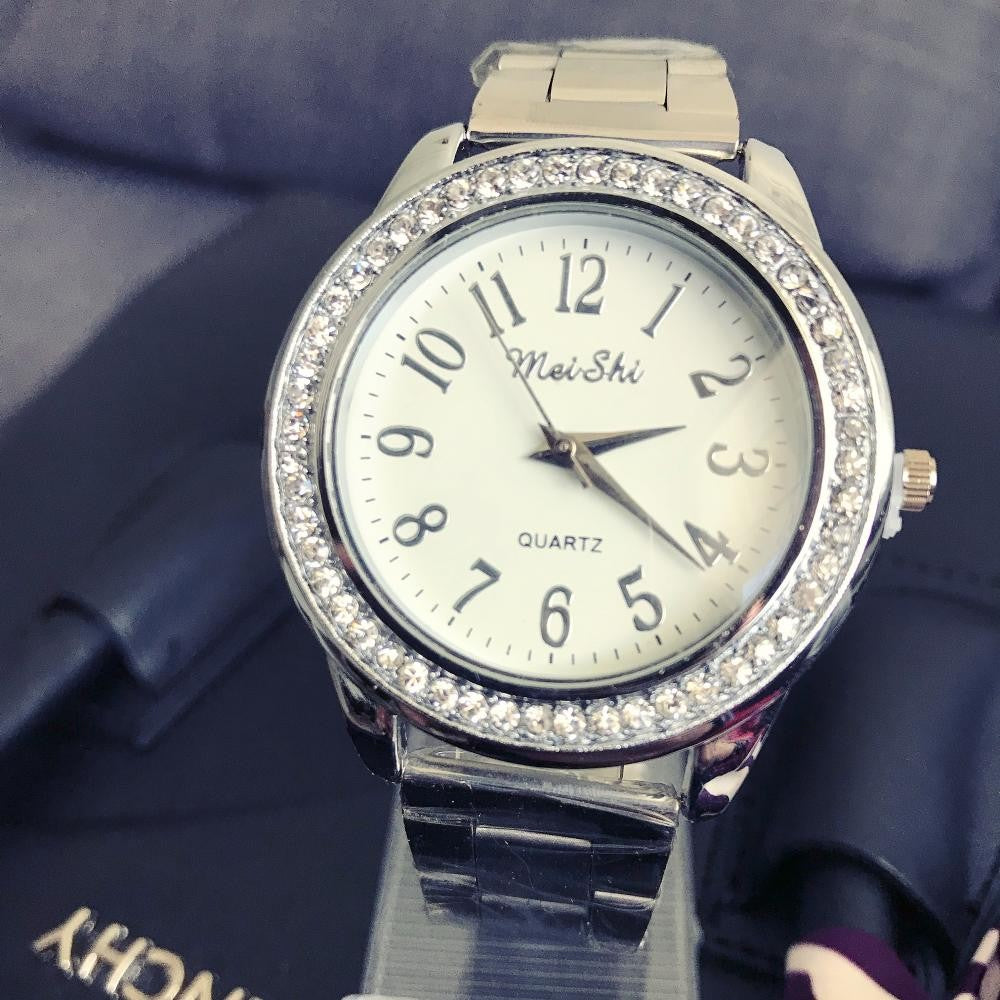 Ceas dama Classic Christal Silver metalic