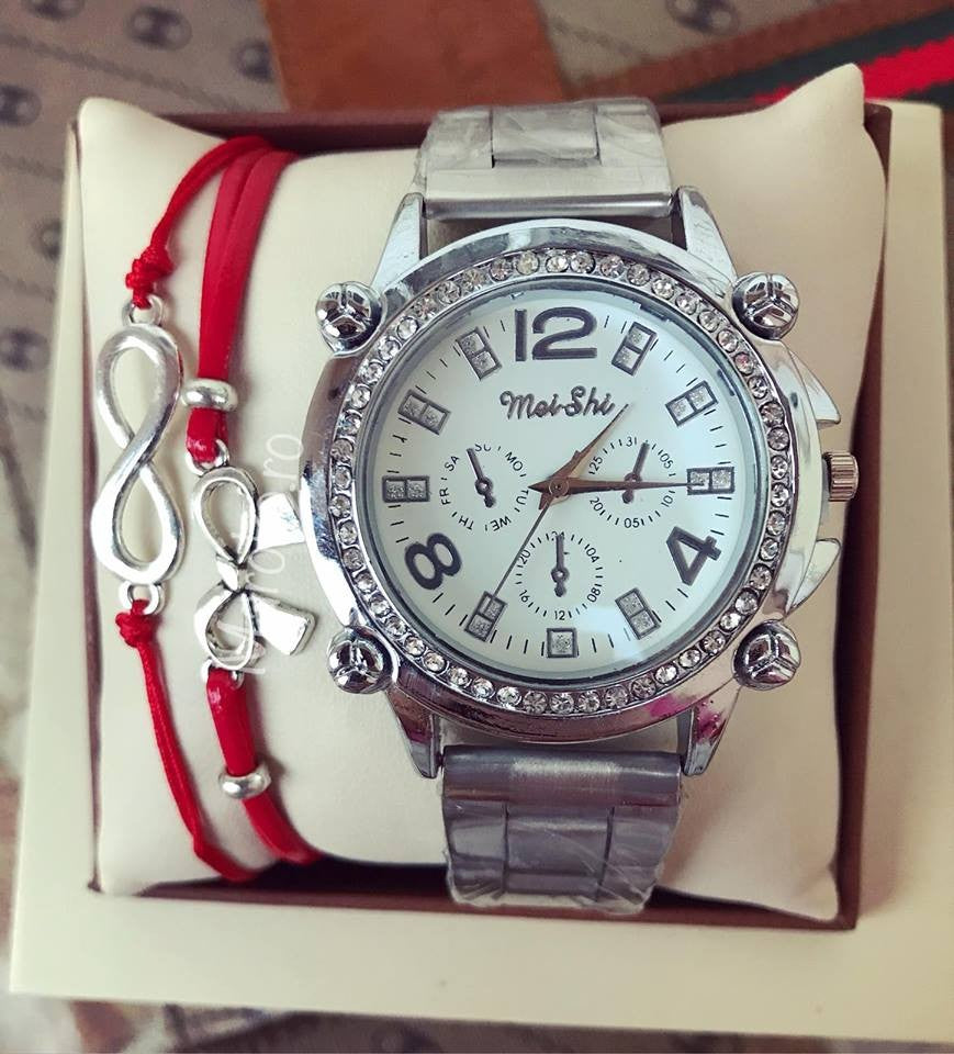 Ceas dama Fashion Christal Silver metalic