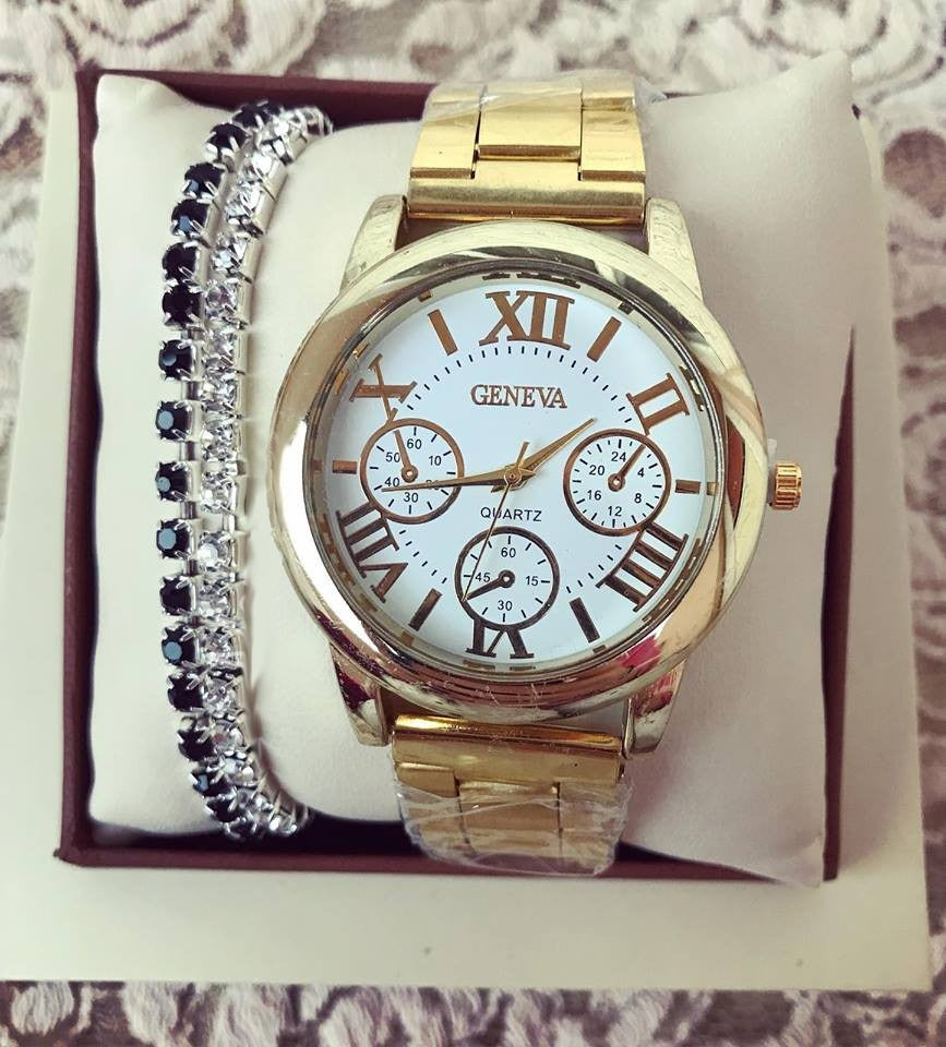 Ceas dama Roman Christal Gold metalic
